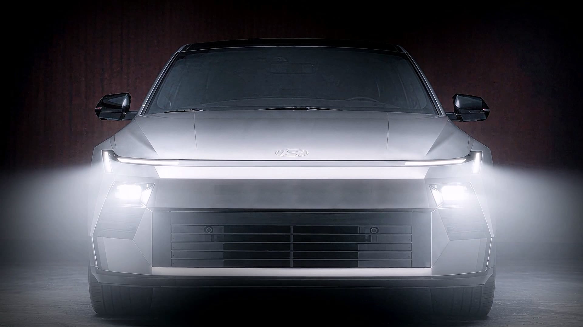 Front view as the headlamps come on