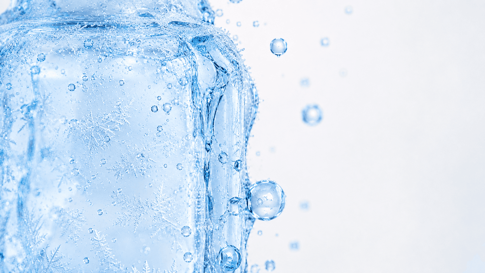 The bottle's shoulder held in ice