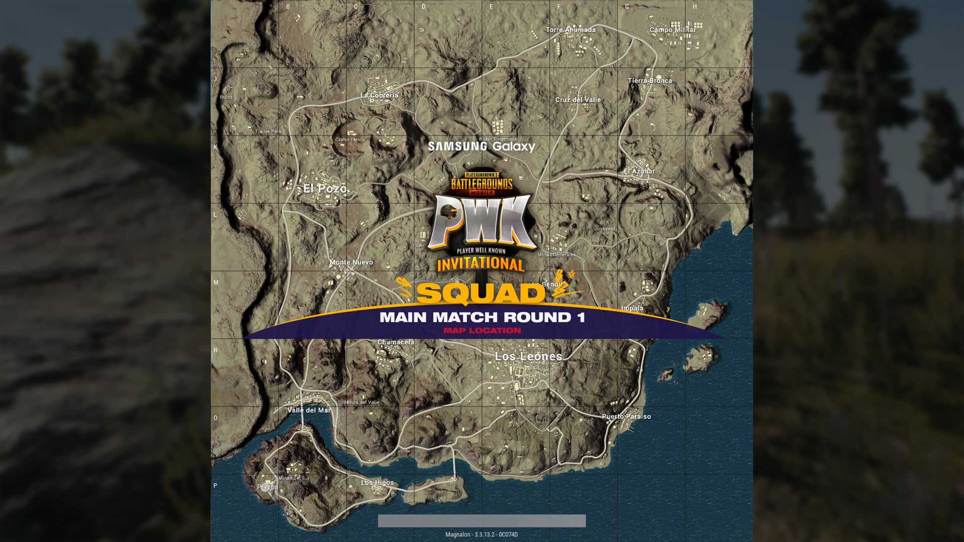 Centre strap reading “Squad — Main Match Round 1” over the in-game map.